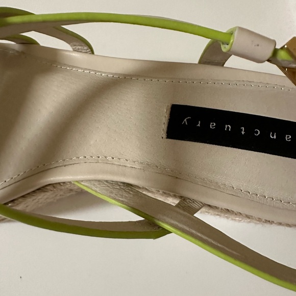 Sanctuary Platform Sandals.  Bone with lime green. Size 8.5. New with tag on box - Picture 8 of 10